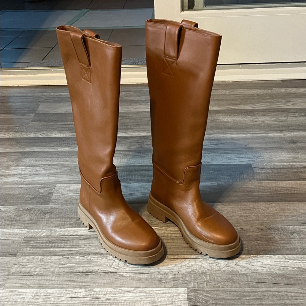 Brown Leather Knee-High Boots